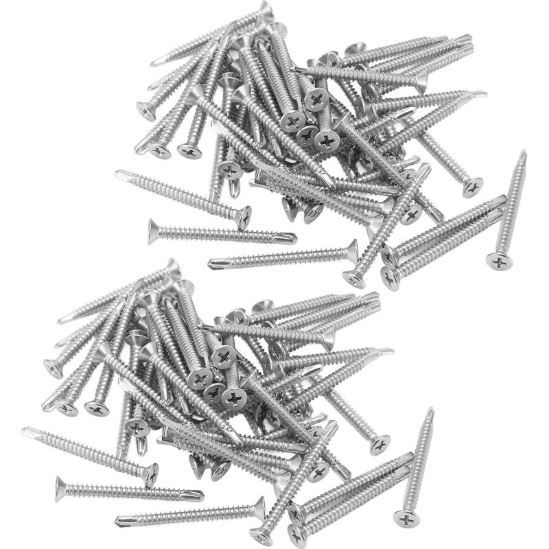 304 Edelstahl-holzschrauben Mit Senkkopf, 100 Stück, Länge 50 Mm, Gewinde M4.8-16, Selbstbohrende Schrauben.