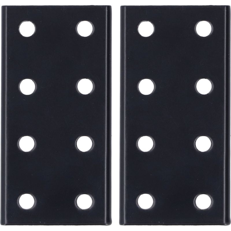 Set Aus 2 Aluminium-verbindungsplatten Mit 8 Löchern Für Tisch Und Bett, Schwarz