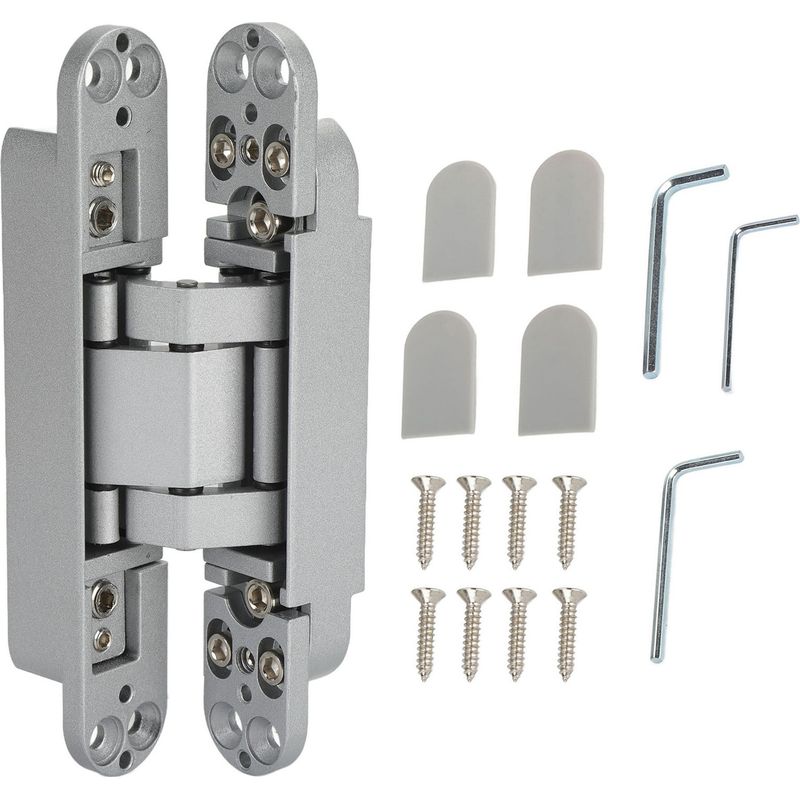 Verstellbares Türband Mit 180°-öffnungswinkel, 3d-klappscharnier Mit Inbusschlüssel Und Schrauben Für Holztüren, 40 Kg, Silber