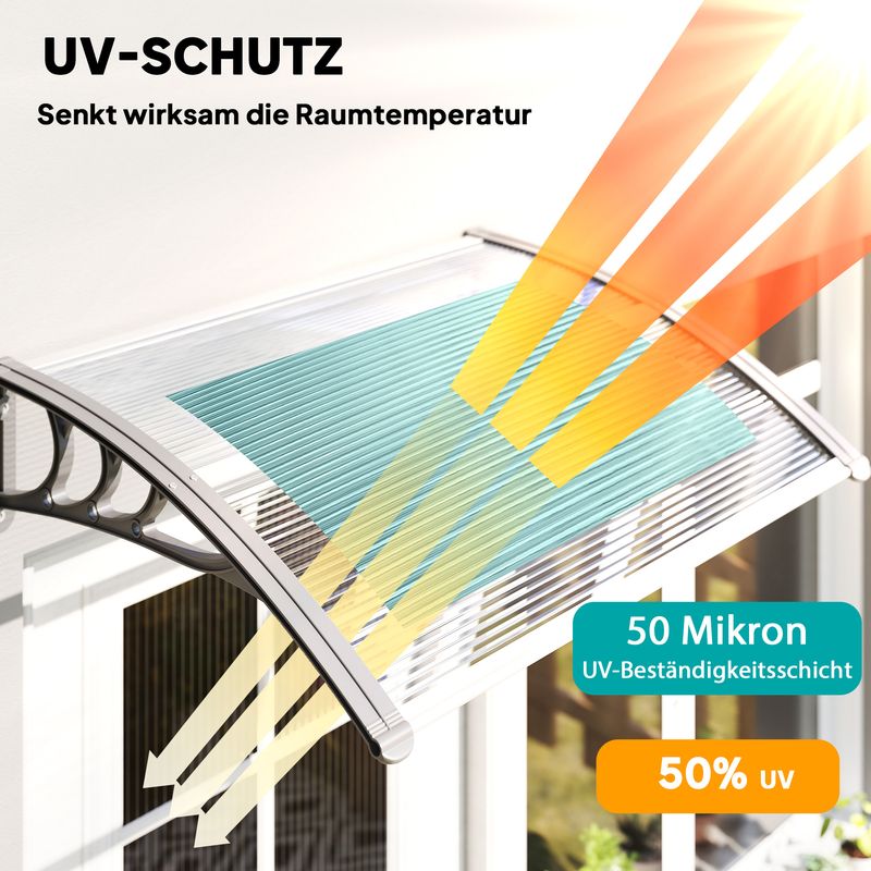 Vordach Für Haustür, Fenstermarkise, Eingangsüberdachung, Maße 100 X 75 X 23 Cm, Silberfarben
