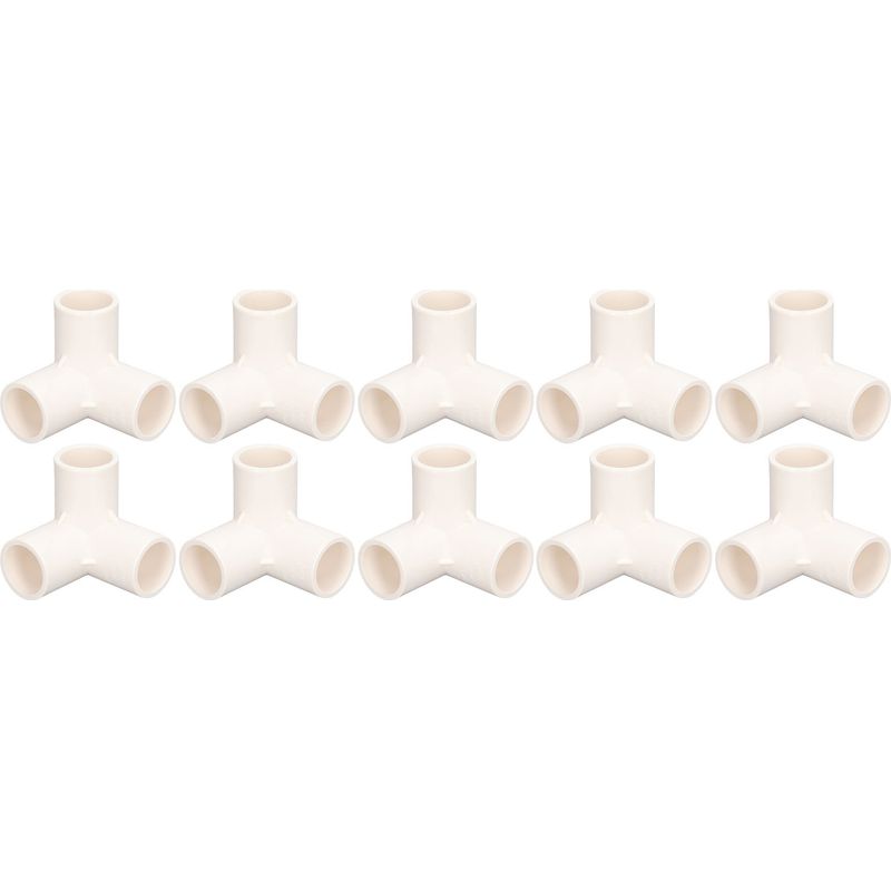 10 Pvc-3-wege-rohrverbinder, T-stück, Winkel, 25 Mm Innendurchmesser, Weiß