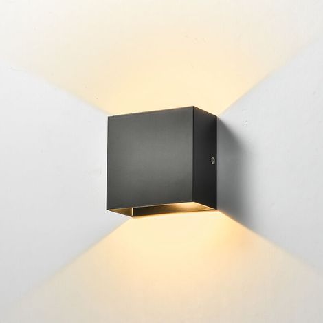 Dimmbare 6-w-led-wandleuchte Für Den Innenbereich, Warmweißes Licht (3000 K), Schwarzes Quadratisches Aluminiumgehäuse, Moderne Beleuchtung Für Schlafzimmer, Wohnzimmer Und Flur
