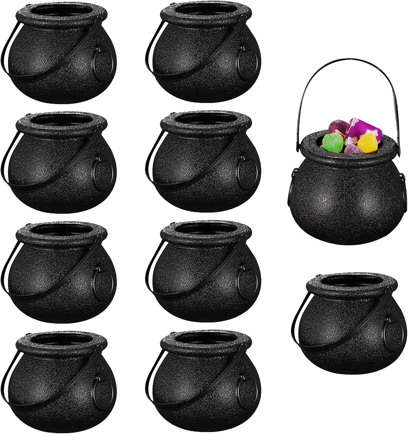 Ccykxa 10 Stück Mini-süßigkeiteneimer, Hexenkessel Mit Griff, Halloween-kessel, Süßigkeitenhalter, Totenkopf-förmige Töpfe, Trickbecher