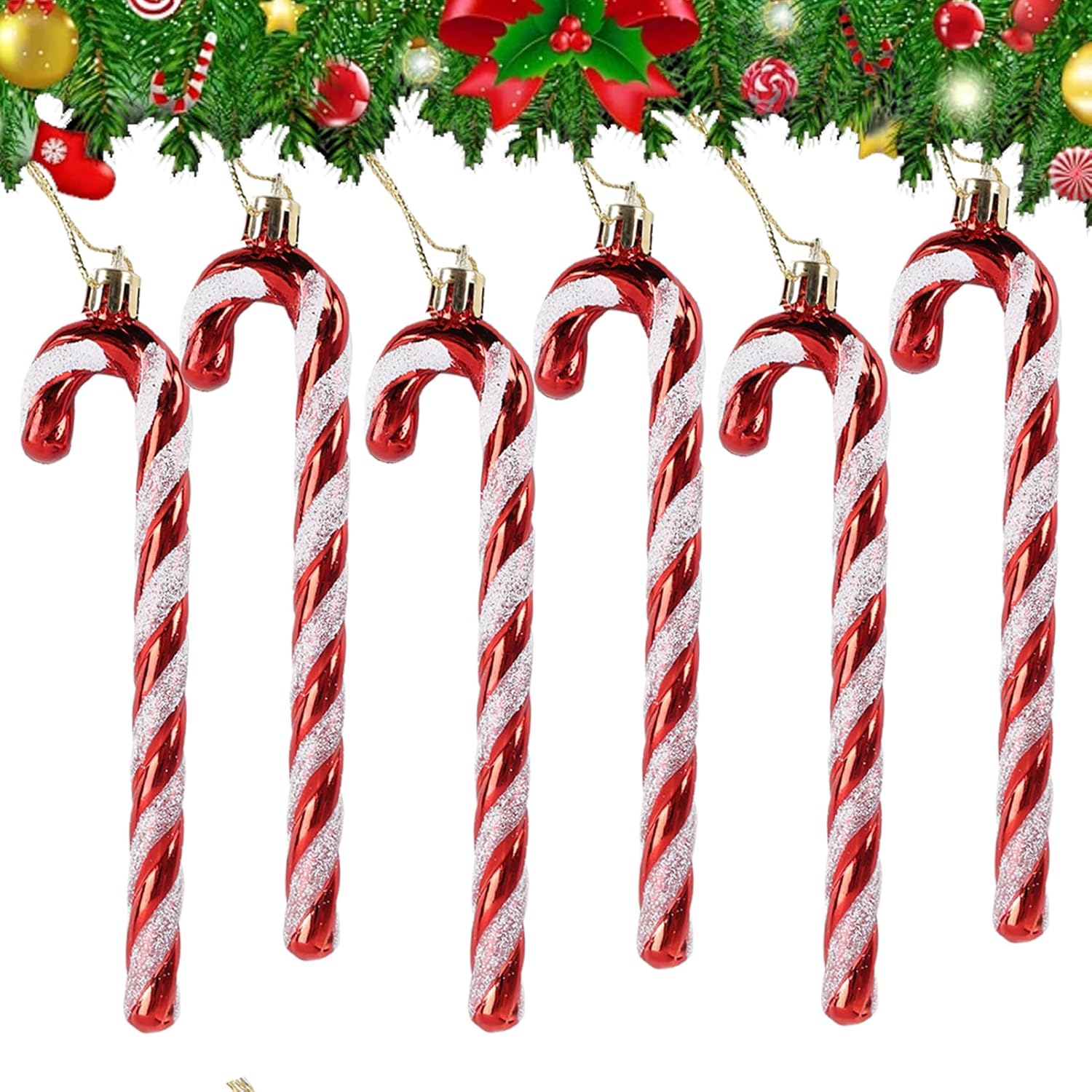 Ccykxa Weihnachtsdekoration: Glitzernde Zuckerstangen (13 Cm), 6er-set, Bunte Stangen Für Weihnachten. Verleihen Sie Ihrem Baum Oder Ihrer Dekoration Eine Festliche Note.