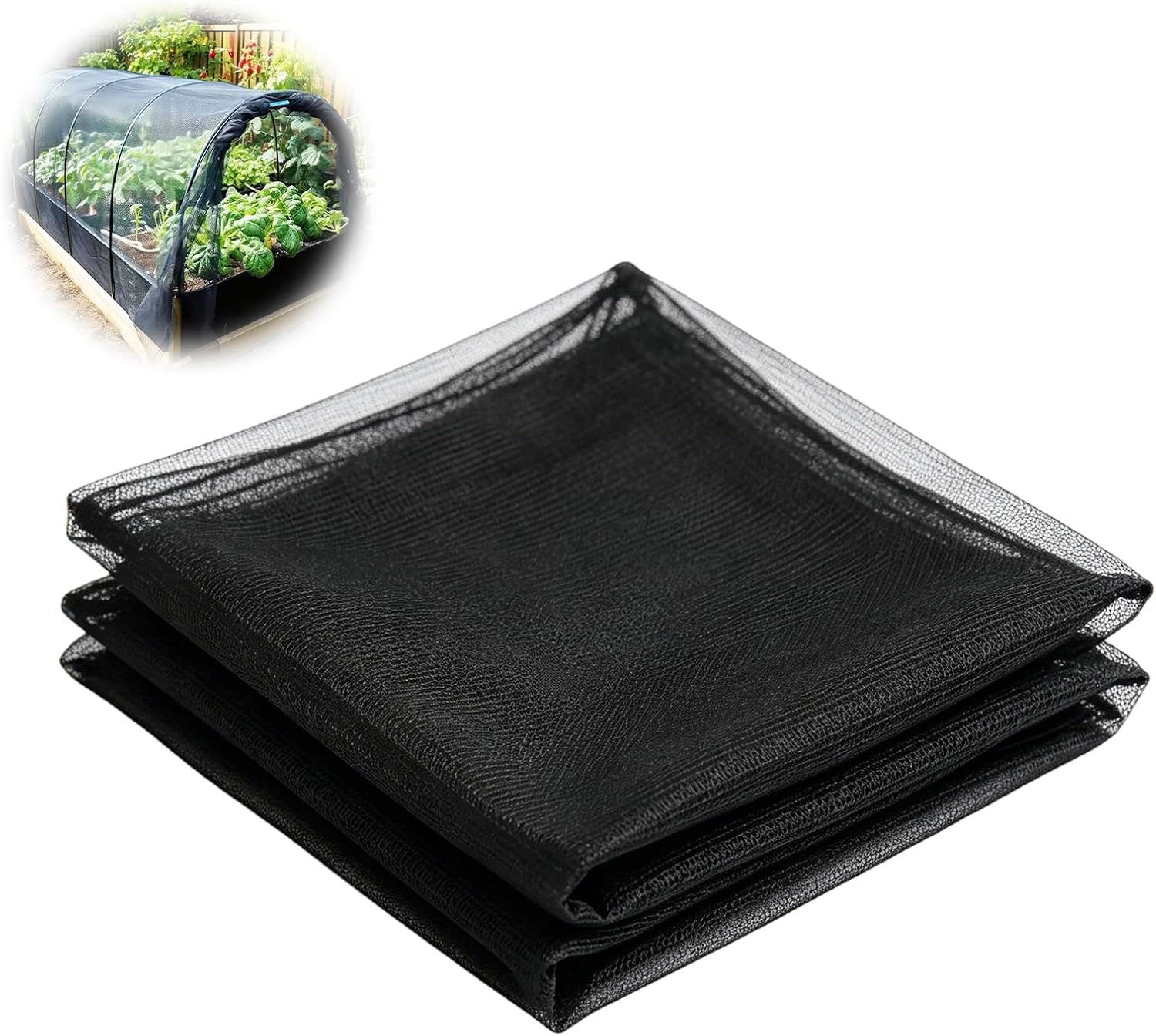 Ccykxa Insektennetz 6 M X 2,4 M, Gartennetz, Schwarzes Moskitonetz, Insektennetz Für Gemüsegärten, Zum Schutz Von Pflanzen, Blumen, Gemüse Und Obst