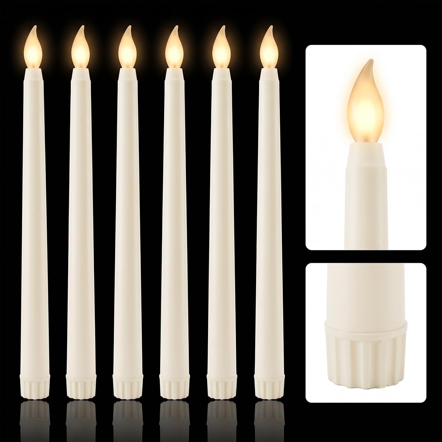 Ccykxa Led-kerzen, 2 X 25 Cm, 3d-flackerflamme, Elfenbein, Warmweißes Wachslicht – Ideal Für Weihnachten, Advent, Hochzeiten, Tischdekoration, Wohnzimmerdekoration Und Fensterdekoration.