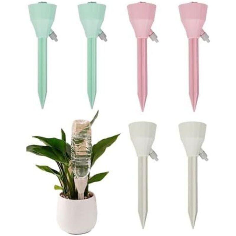6-teiliges Tropfbewässerungsset: Selbstbewässernde Kegel Mit Ventilen. Bewässerungssystem Für Zimmer- Und Gartenpflanzen.