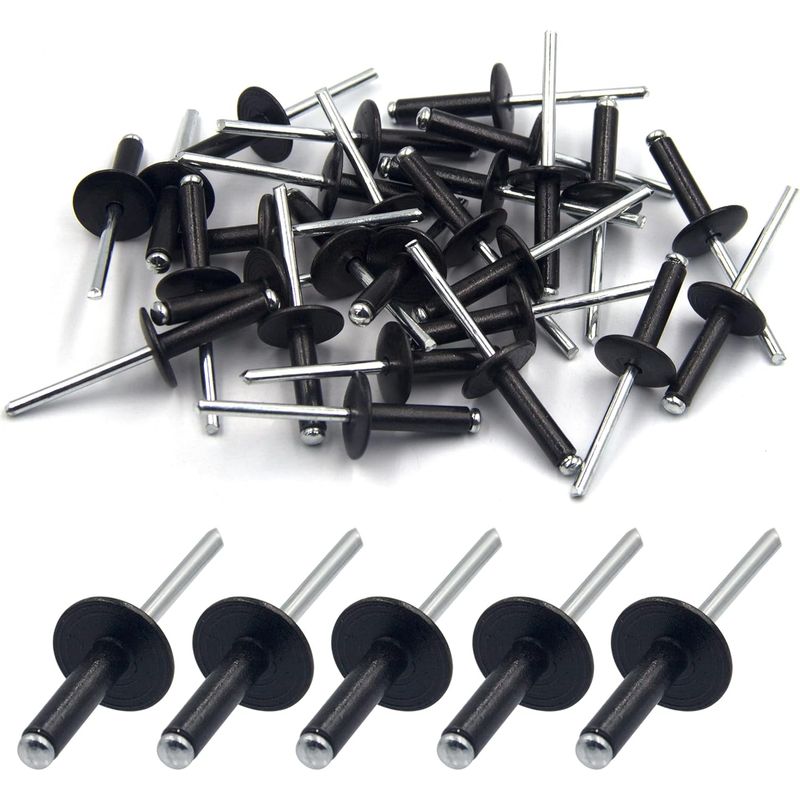 50 Aluminium-blindnieten Mit Breitem Flansch, 4,8 Mm X 20 Mm, Packung Mit 50 Stück (schwarz)