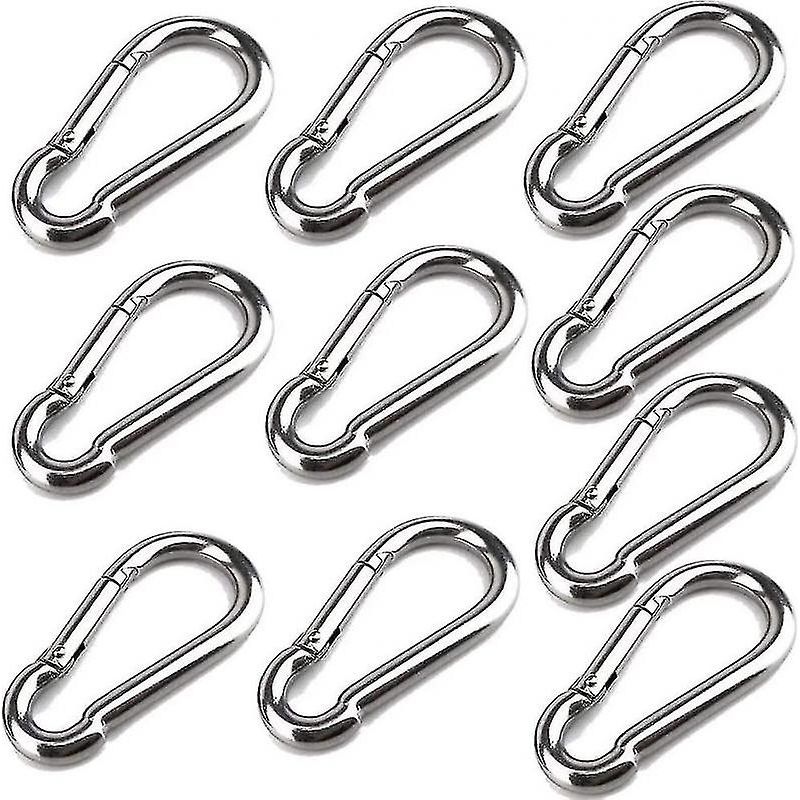 Packung Mit 10 Karabinern 40 Mm X 4 Mm, Aus Edelstahl 304, Mit Federhaken, Tragfähigkeit Bis Ca. 80 Kg.