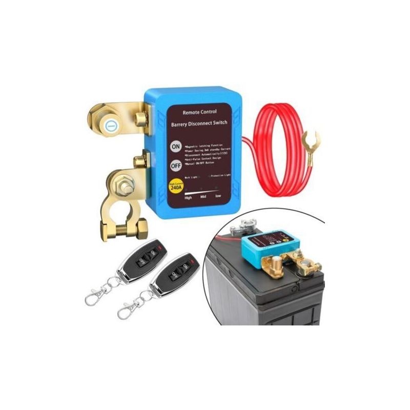 Ecleanfy 12v Batterieschutzschalter Mit Fernbedienung, 12v 240a Batterieschutzschalter Mit 2 Fernbedienungen, Diebstahlsicherungsschalter Für Motorrad, Auto, Wohnmobil, Boot, Yacht, Wohnwagen (blau)
