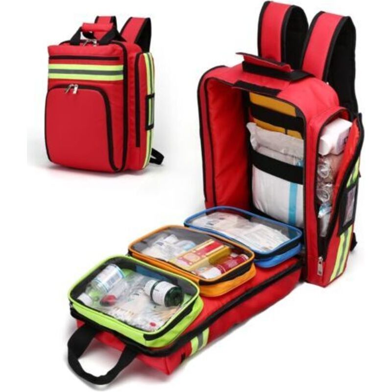 Ecleanfy Leerer Erste-hilfe-rucksack – Wasserdicht, Strapazierfähig, Verstellbar, Atmungsaktiv, Für Reisen, Zuhause, Auto, Arbeit Und Outdoor-aktivitäten, Rot, 45 X 15 X 35 Cm