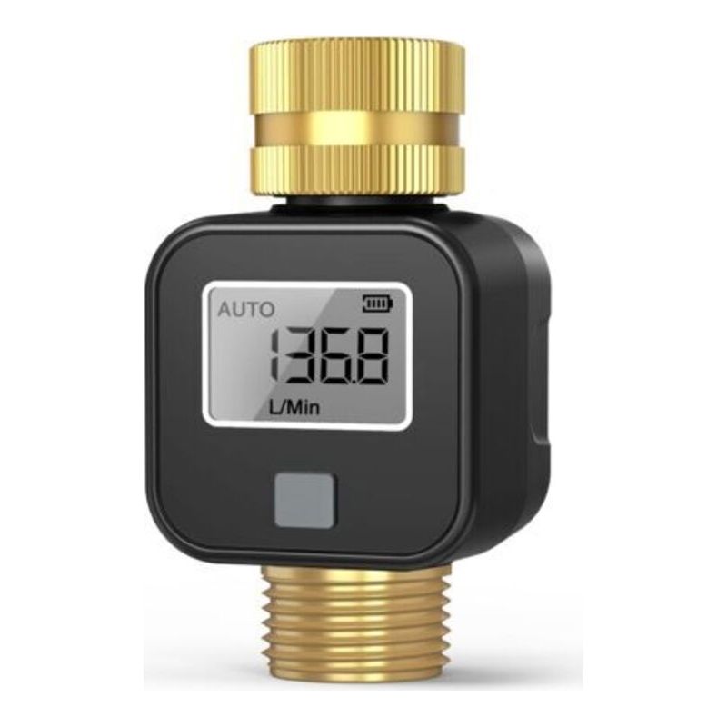 Ecleanfy – Wasserdurchflussmesser Mit Messinggewinde, Misst Gallonen/liter Und Durchflussrate – Geeignet Zum Befüllen Von Wassertanks In Wohnmobilen Und Zum Bewässern Mit Einem Gartenschlauch
