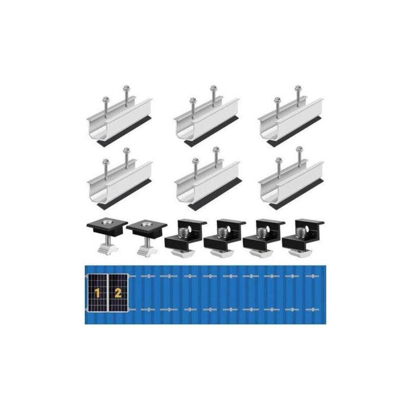 Ecleanfy Solarmodul-montageset, Solarmodulschienen, Verstellbare Solarmodulhalterung (30-35 Mm), Photovoltaik-solarset Für 2 Module Mit Muttern Und Schrauben
