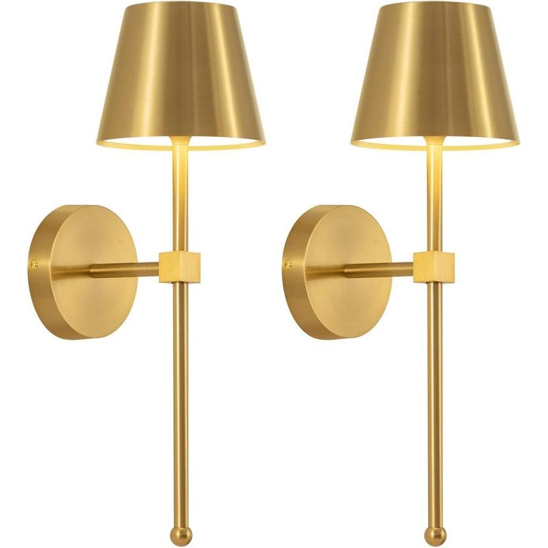 Set Mit 2 Kabellosen Wandleuchten, Led-lampen Mit Akku, Stufenlosem Dimmer Mit Fernbedienung, Goldfarben