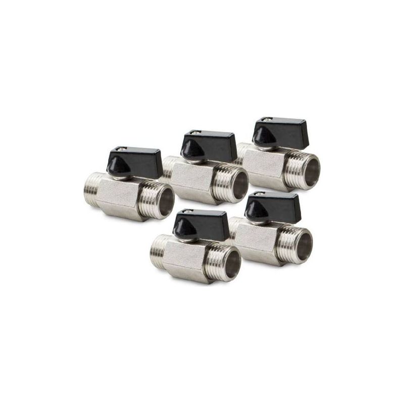Ecleanfy – Mini-kugelhahn Aus Vernickeltem Messing, 5 Stück, 1/2" Bsp-außengewinde X Außengewinde
