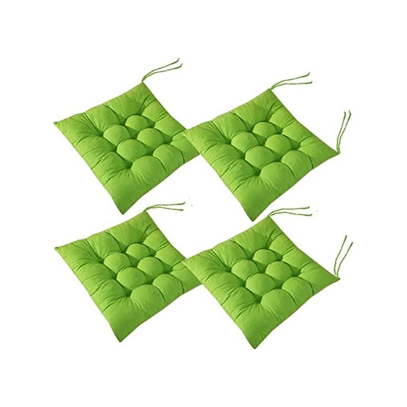 Set Mit 4 Weichen Stuhlkissen Mit Bändern, Für Esszimmer, Garten, Terrasse, Küche (40 X 40 Cm), Grün