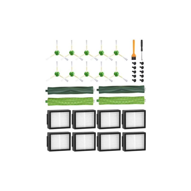 Ecleanfy – Ersatzteile Für Irobot Roomba E5, E6, I7, I7+, I3, I3+, I4, I4+, I6, I6+, J7, J7+, Ersatzteilset Für Roomba I/e/j-serie, 4 Gummibürsten, 8 Hepa-filter, 10 L-bürsten