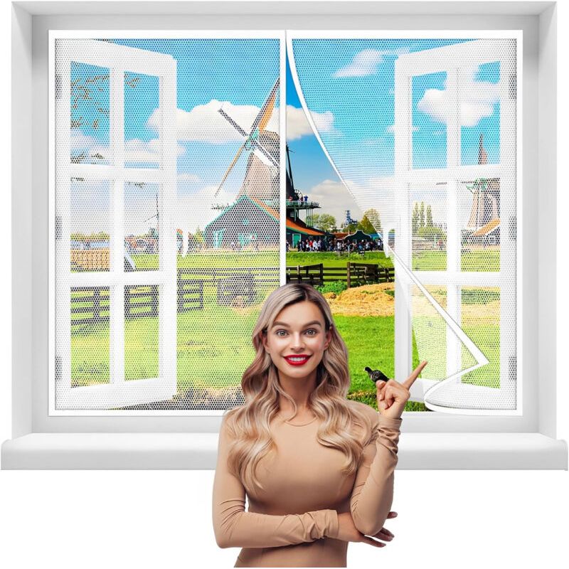 Ecleanfy – Magnetisches Fenster-moskitonetz 120 X 150 Cm – Bohrfreie Montage – Verstärkter Klebestreifen – Automatischer Schließmechanismus