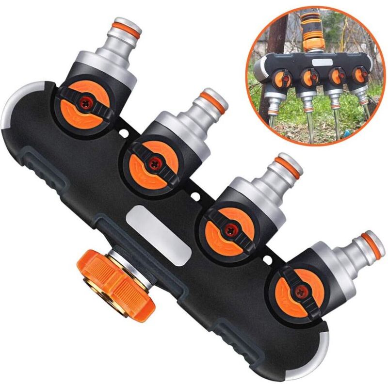 Ecleanfy - 4-wege-wasserspender (3/4" Und 1/2") - Einstellbare Durchflussrate - Hergestellt Aus Tpr Und Abs - Kompatibel Mit Europäischen Standardarmaturen