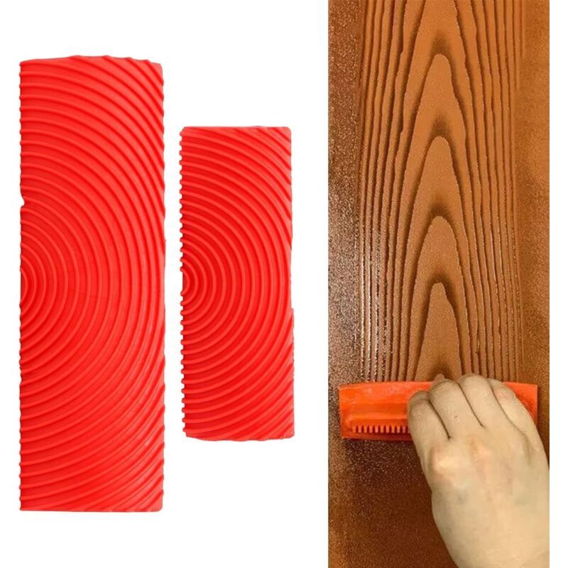 Ecleanfy – Set Mit 2 Werkzeugen Für Holzmaserung, Farbrolle, Holzmaserungseffekt, Pinsel, Gummifarbrolle, Zubehör Für Wand- Und Bodengestaltung