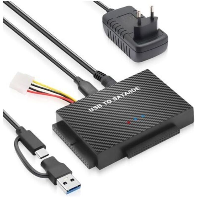 Ecleanfy-kabel Sata Auf Usb 3.0, Usb-sata-adapter Für 2,5"/3,5"-hdd/ssd, Mit 12v 2a Netzteil Usb-c-adapterkabel Für Mac Os/linux/windows (ide- Und Sata-adapter)