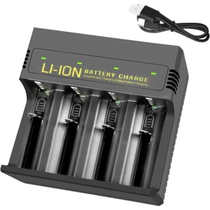 Ecleanfy Universal-akkuladegerät Für Wiederaufladbare Batterien Der Typen C, Aa, Aaa, Nimh, Nicd Und Li-ion, Usb-c Schnellladefunktion Mit Entladefunktion, 4 Unabhängige Ladeschächte.