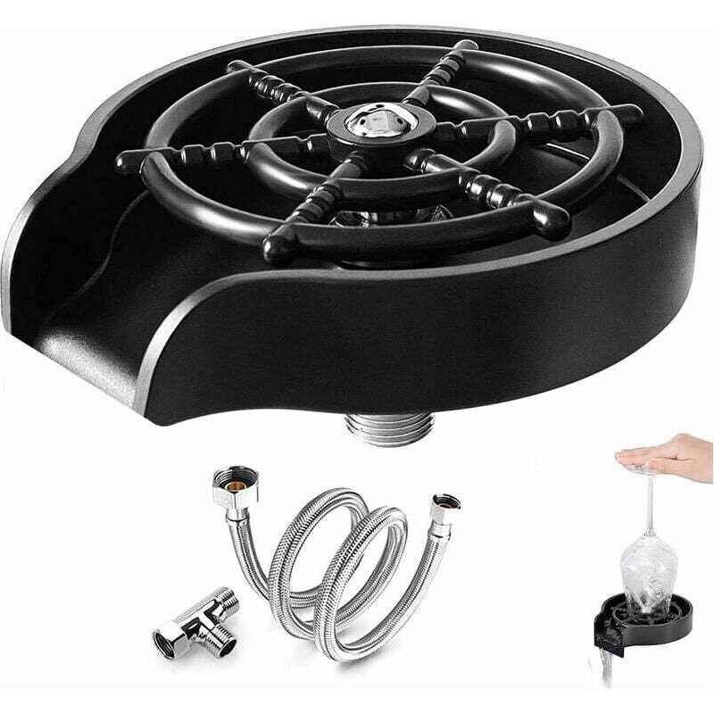 Ecleanfy Spülbeckenreiniger Für Gläser, Edelstahl-tassenreiniger, Inklusive T-dichtung Und 80-cm-schlauch, Automatischer Tassenreiniger, Tragbare Tassenspülmaschine Für Haushalt, Bar Und Café