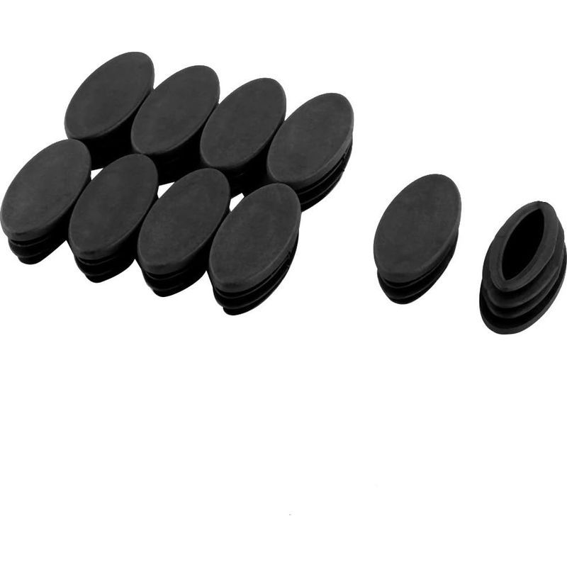 Ecleanfy – Packung Mit 10 Ovalen, Schwarzen Stuhlbeinkappen Aus Kunststoff, 20 X 40 Mm