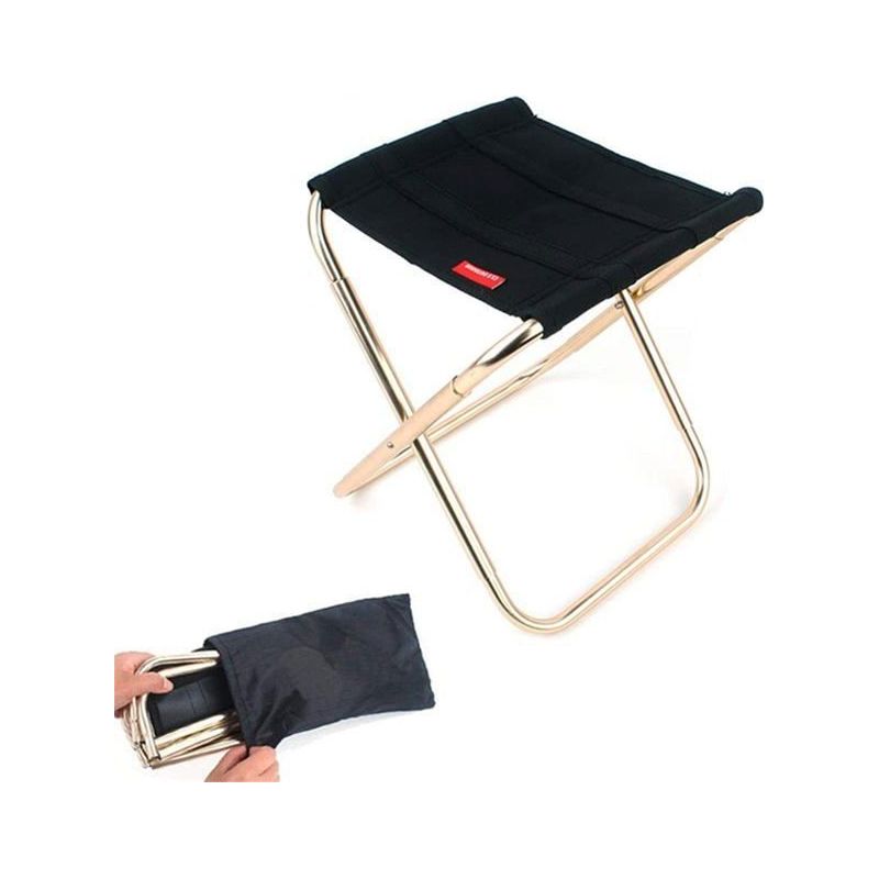 Tragbarer Klapphocker, Mini-klappcampingstuhl, Leichter Aluminium-outdoorhocker Mit Aufbewahrungstasche, Schwarz