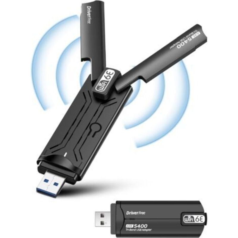 Ecleanfy Leistungsstarker Wifi 6 E Ax5400 Mbps Adapter, Tri-band 6ghz/5ghz/2.4ghz Wifi Adapter Für Pc, Usb Wifi Dongle, Mu-mimo/usb3.0/wpa3 Für Windows 10/11