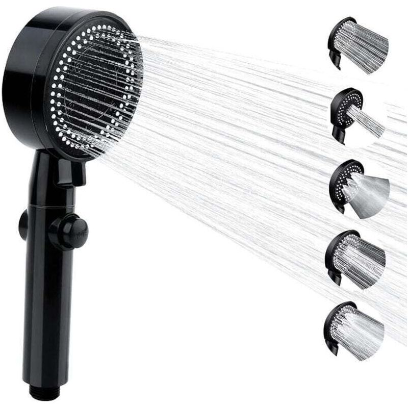 Ecleanfy - Hochdruck-wasserspar-duschkopf, 6-stufig Verstellbarer Duschkopf Für Das Badezimmer, Anti-kalk-duschkopf Mit Abschaltautomatik, Einfache Installation (schwarz-a)