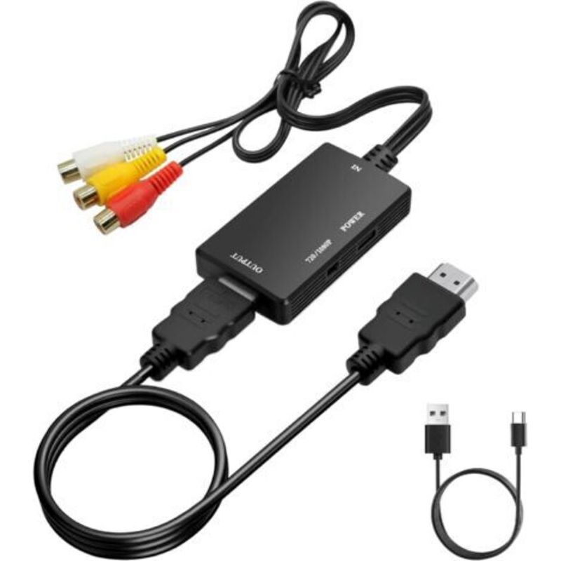Ecleanfy Rca Zu Hdtv Konverter, 1080p Composite Cvbs Av Zu Hdtv Video Audio Adapter Mit Hdmi-kabel Für Snes/n64/vhs/vcr Videorecorder, Dvd, Unterstützt Pal/ntsc (schwarz)