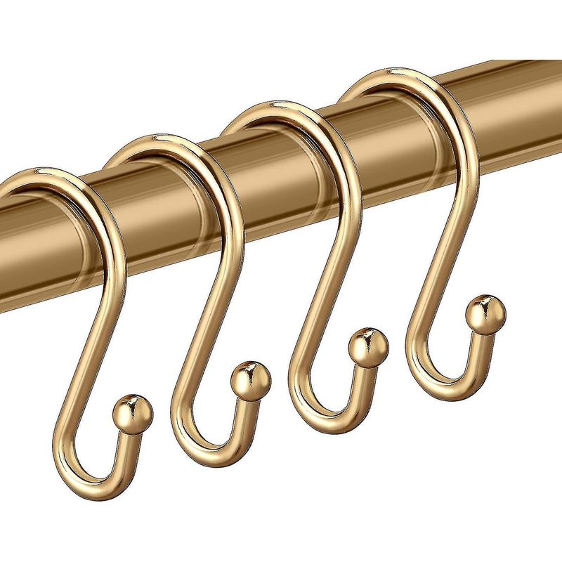 Duschvorhanghaken Aus Messing, 12er-set Dekorative Goldfarbene Metallringe, Hochwertige S-förmige Haken, Rostbeständig, Für Badezimmervorhänge Und Duschen