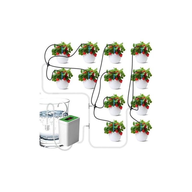 Ecleanfy Automatisches Tropfbewässerungsset, 12-teiliges Automatisches Bewässerungssystem Für Zimmerpflanzen, Led-anzeige Und Tropfsystem, Usb-aufladbar