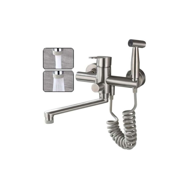 Ecleanfy-sjqka – Wandmontierte Küchenarmatur Aus Edelstahl 304 – Oberfläche In Gebürstetem Nickel – Hochdruck-sprühpistole – 360° Schwenkbar – Wassersparsystem