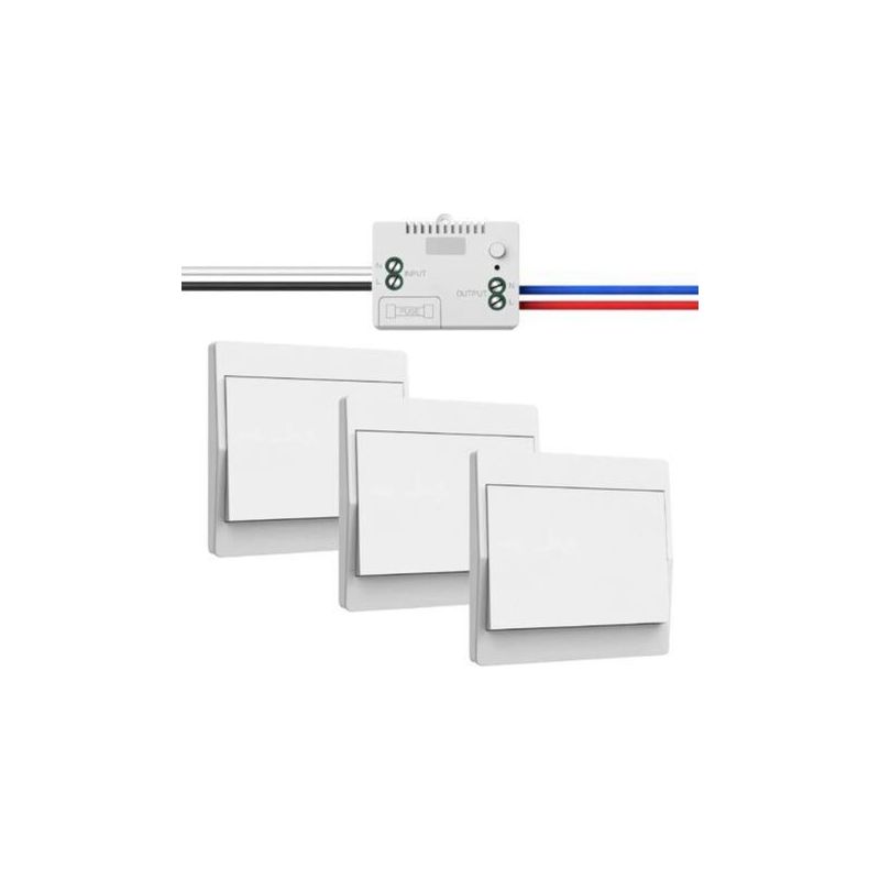 Ecleanfy 230v Funkschalter-set - Batterieloser, Eigenständiger Funkschalter - Wasserdichter Funkwandschalter Mit Empfänger - Reichweite Bis Zu 200 M - Nicht Dimmbar (1 Empfänger)