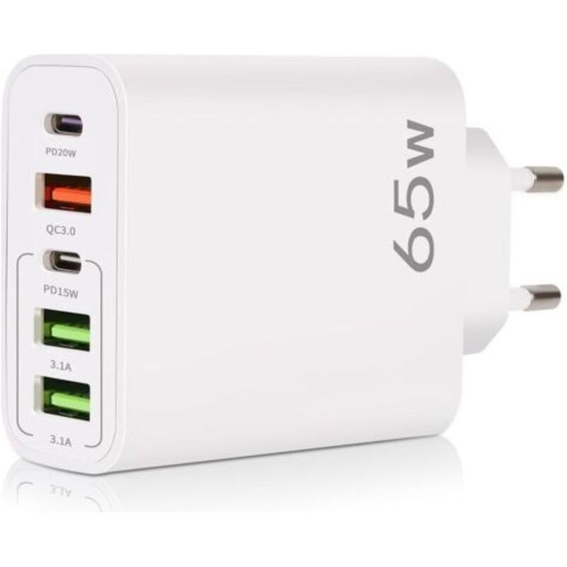 Ecleanfy Usb-c-ladegerät, 65 W, 5-port-usb-c-ladegerät Mit Smart Qc 3.0 Schnellladefunktion, Usb-netzteil Für Iphone 15, 14, 13, 12, 11 Pro Max, Se 2020, Xs, Xr, 8, 7 Und Samsung