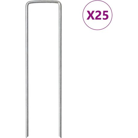 Piquets De Sol En Forme De U 25 Pcs 15x3,5 Cm Acier Galvanisé