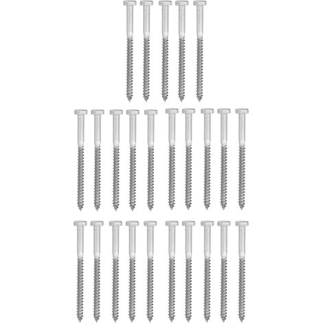Vis À Demi-filetage En Acier Inoxydable 304, Vis À Tire-fond Hexagonales En Bois, Vis D'Entraîneur Autotaraudeuse M6x80mm