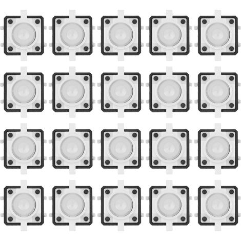 20 Pièces 12x12x7.3mm Tactile Bouton Poussoir Interrupteur Led Momentané Switchwhite