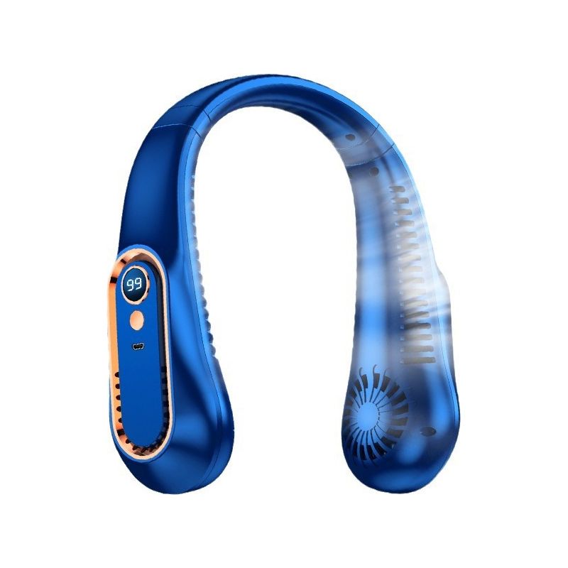 Tragbarer, Klingenloser, Per Usb Aufladbarer Outdoor-ventilator – Kompakt, Leise, Mit Digitalanzeige Und Einklemmschutz, Kann Um Den Hals Getragen Werden.