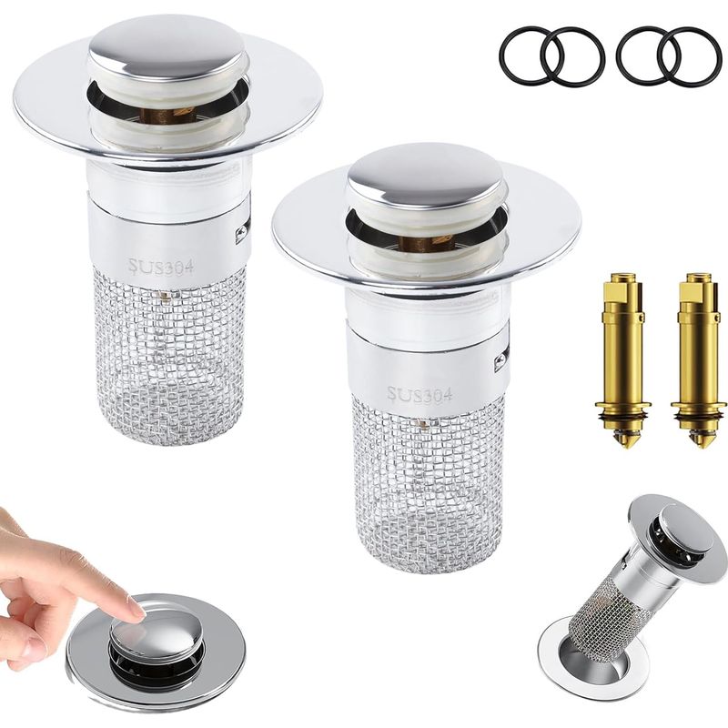 2-teiliges Spülbecken-ablaufstopfen-set, 33–35 Mm Universal-pop-up-ablaufstopfen, Abflussstopfen, Badezimmerzubehör