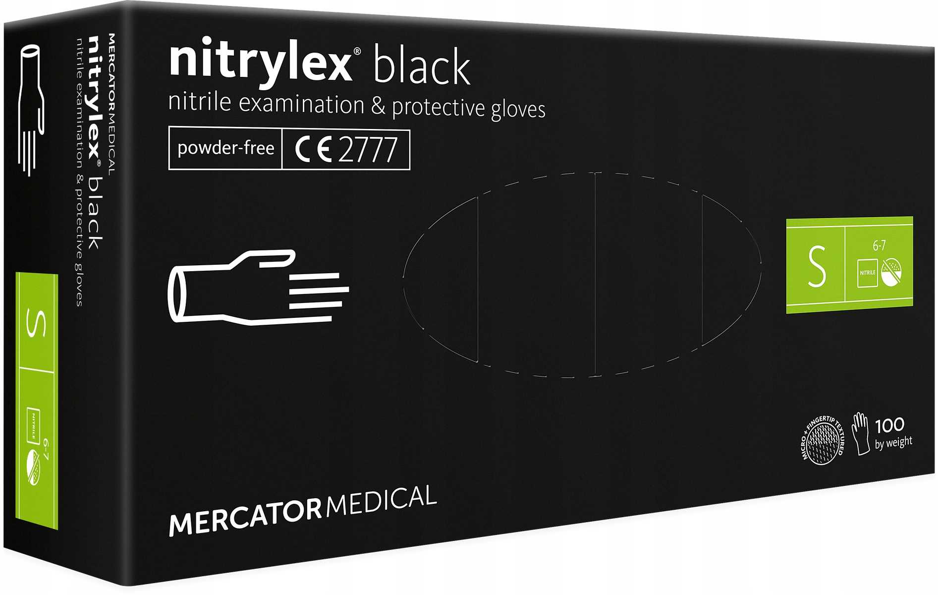 Nitrilhandschuhe, 100 Stück / Schwarz / Größe: 7 - S / Nitrylex Schwarz