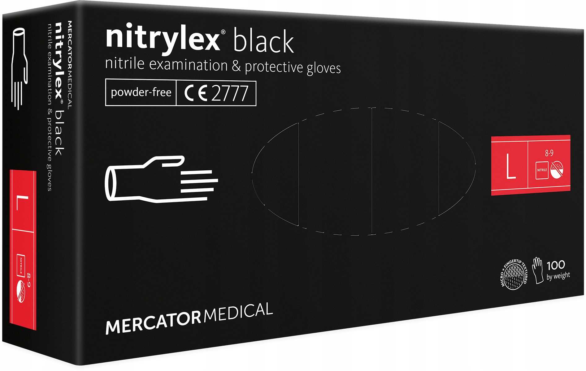 Nitrilhandschuhe, 100 Stück / Schwarz / Größe: 9 - L / Nitrylex Schwarz