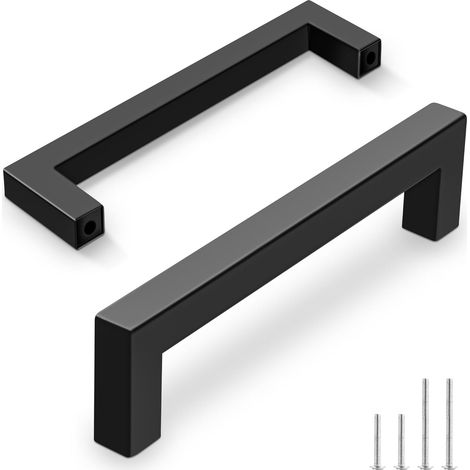 2 Schwarze Edelstahl-küchentürgriffe [96 Mm] - Modernes Design Für Küchentüren, Badezimmer Und Schubladen