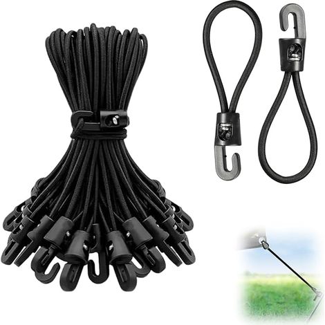 25 Stück Planen-gummispanner Mit Haken, Kleine, Strapazierfähige, Dehnbare Spanner Für Planen, Sonnensegel, Poster, Zelte, Camping, Garten, Outdoor (10 Cm, Schwarz, 25 Stück)