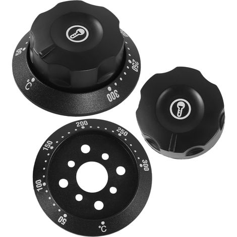 Set Aus Zwei Universellen Ofenreglerknöpfen Mit Temperaturregelung (50-300°c), Schwarz, Mit 8 Mm Perforation.