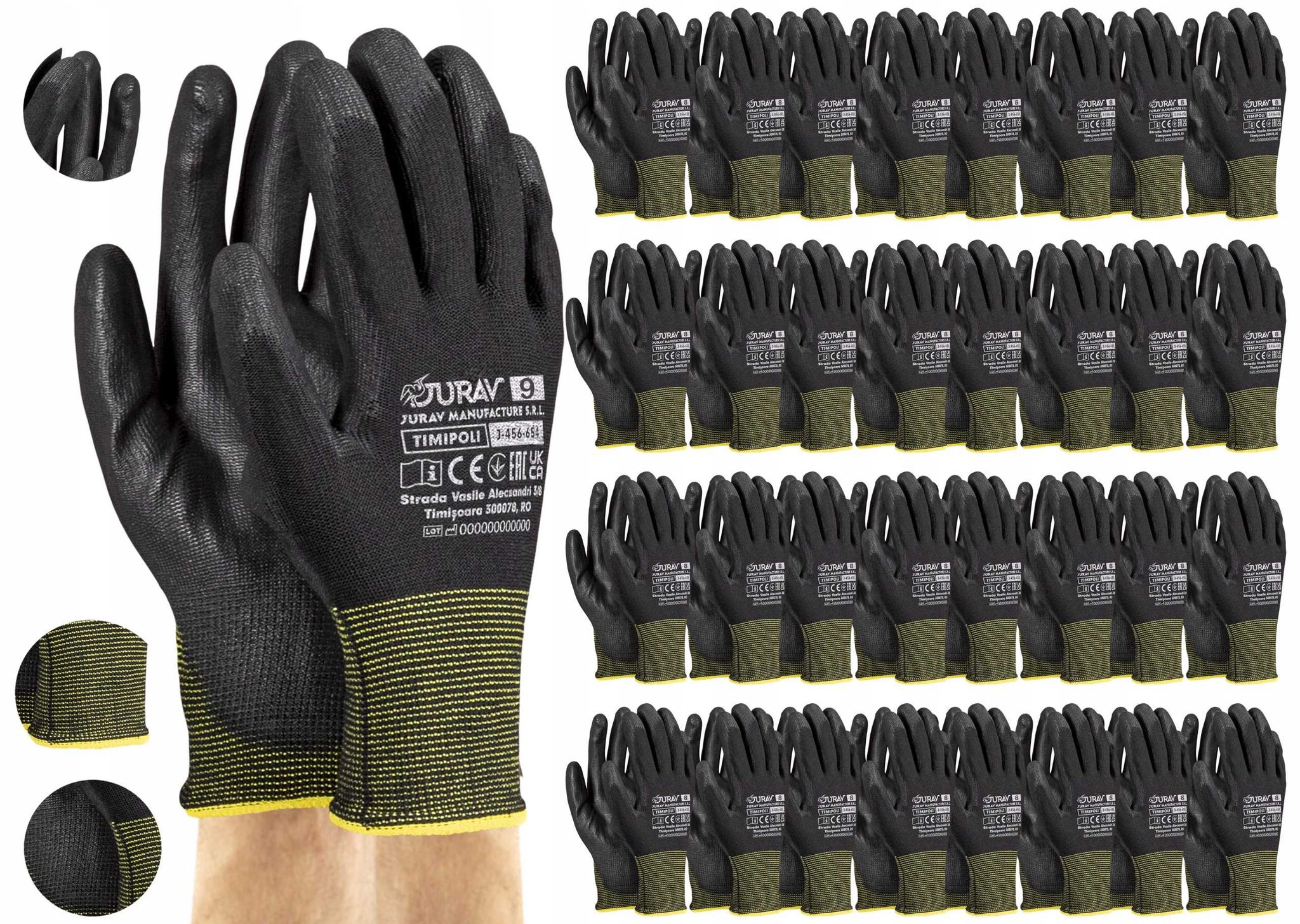 Schwarze Arbeitshandschuhe J-timipolibb9-l - 120 Paar