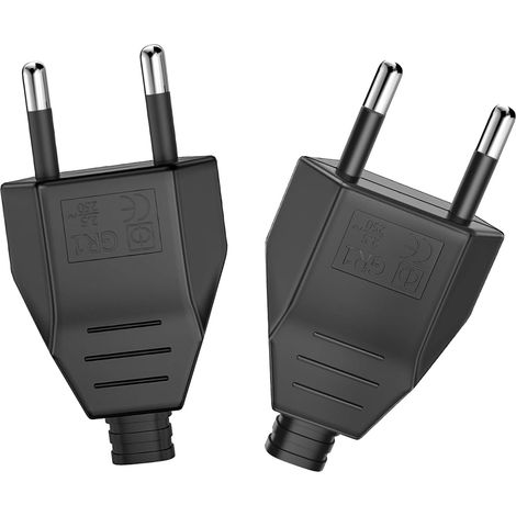 Zwei Europäische Flachstecker, 250 V 2,5 A, Haushaltssteckdosen, Geeignet Für Unterputz- Oder Austauschinstallation (schwarz).