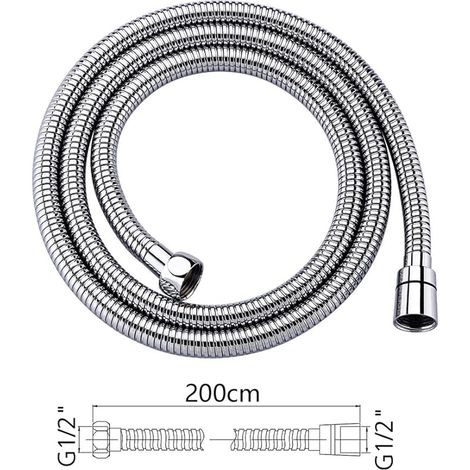 Universeller Duschschlauch (g1/2 Zoll, 2 M), Knickfester Duschschlauch, Edelstahl/chrom
